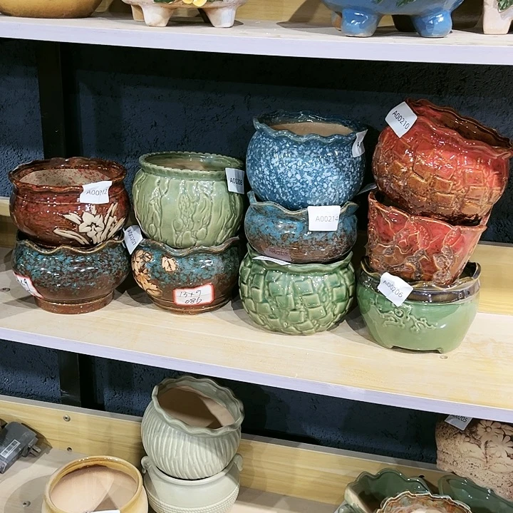 瓷片花盆多肉植物艺术品