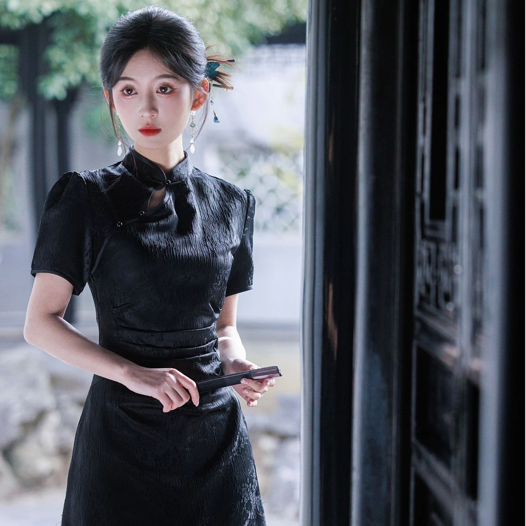 【青未了】2025春款新出炉提花缎面气质显瘦时尚小个子旗袍 衣长88