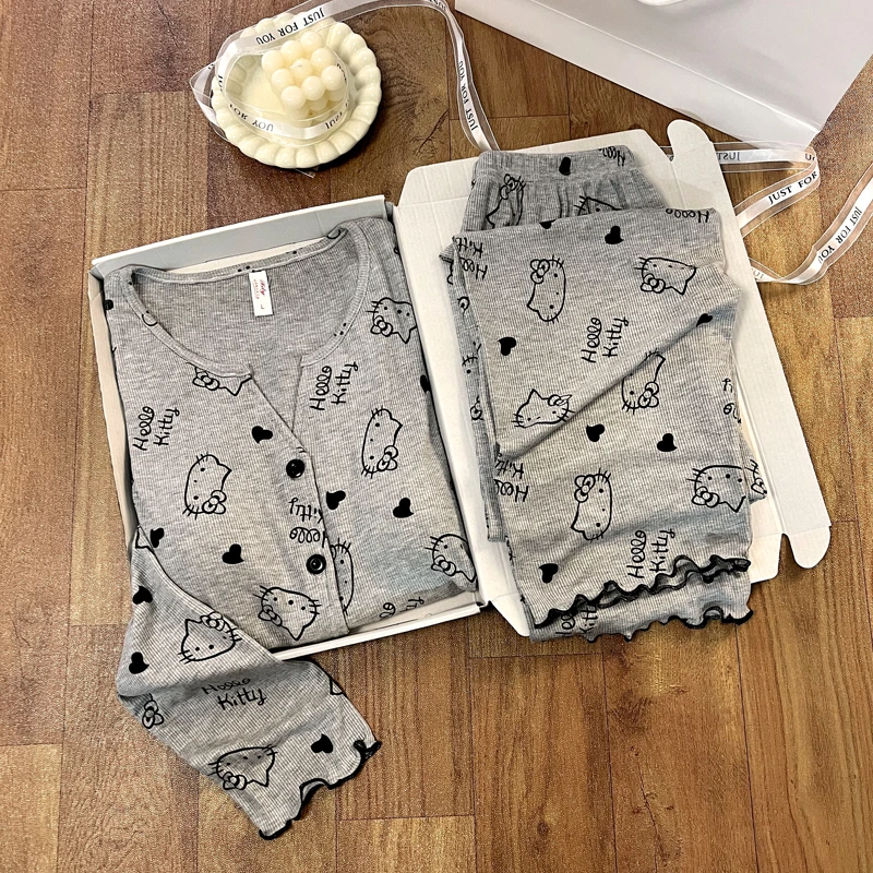 莫代尔棉带胸垫睡衣女款长袖春秋季2025新款夏天可外穿家居服薄款