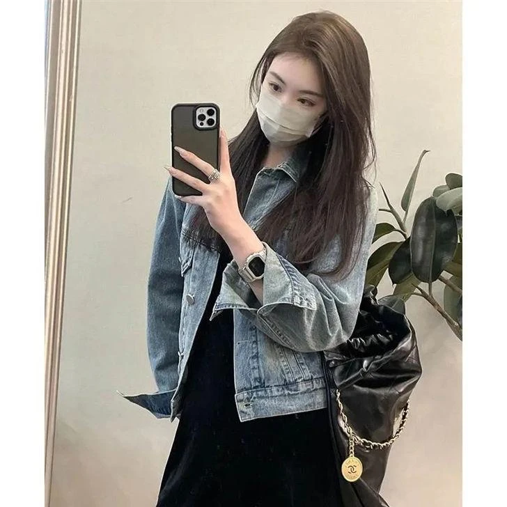 复古港风牛仔外套女春秋新款宽松设计感休闲百搭短款开衫夹克上衣