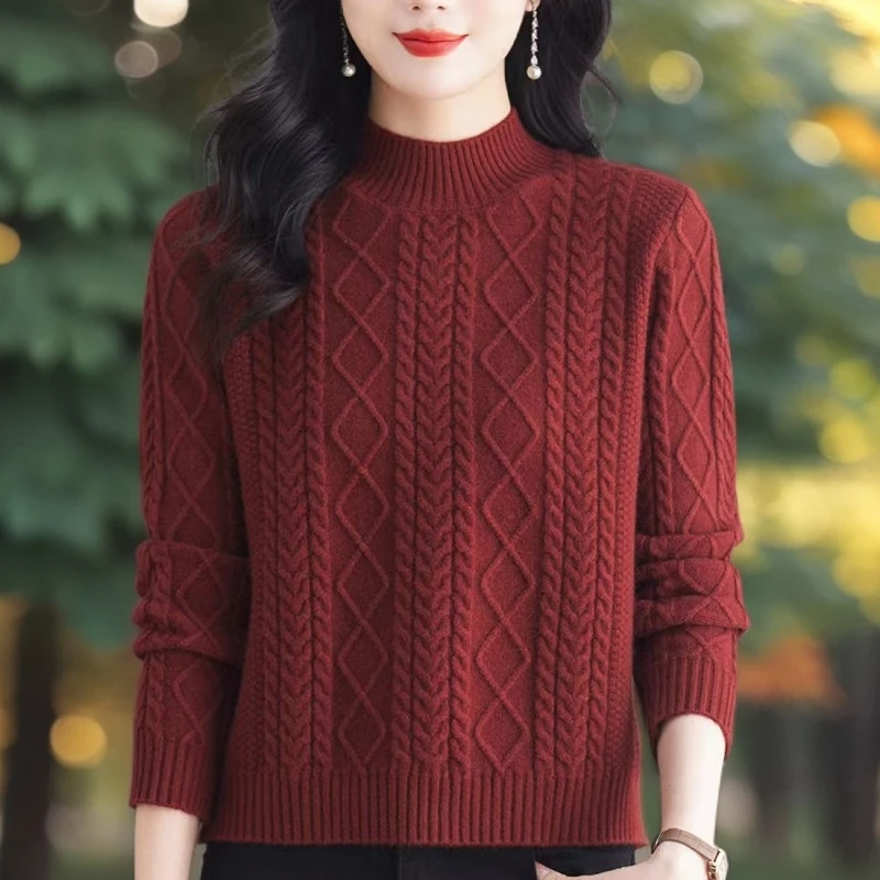 女士羊绒衫2025冬季新款爆款百搭套头半高领洋气加厚宽松针织毛衣
