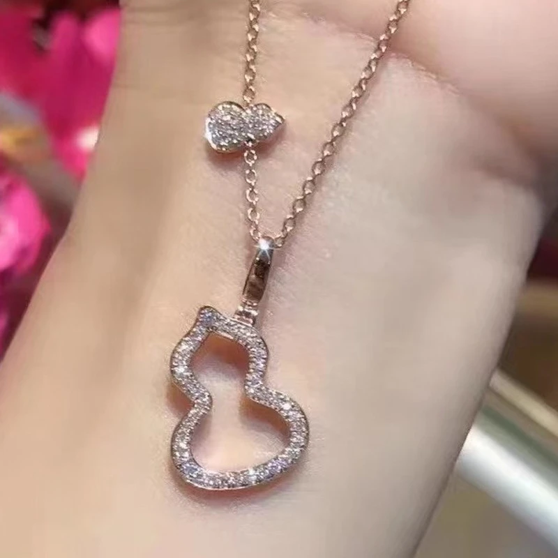 吊坠925银大理石 新款中国风镂空葫芦项链锁骨链轻奢女S925银饰品