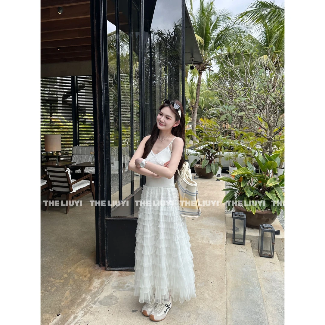 【LIUYI】春夏吊带网纱蛋糕裙连衣裙52129