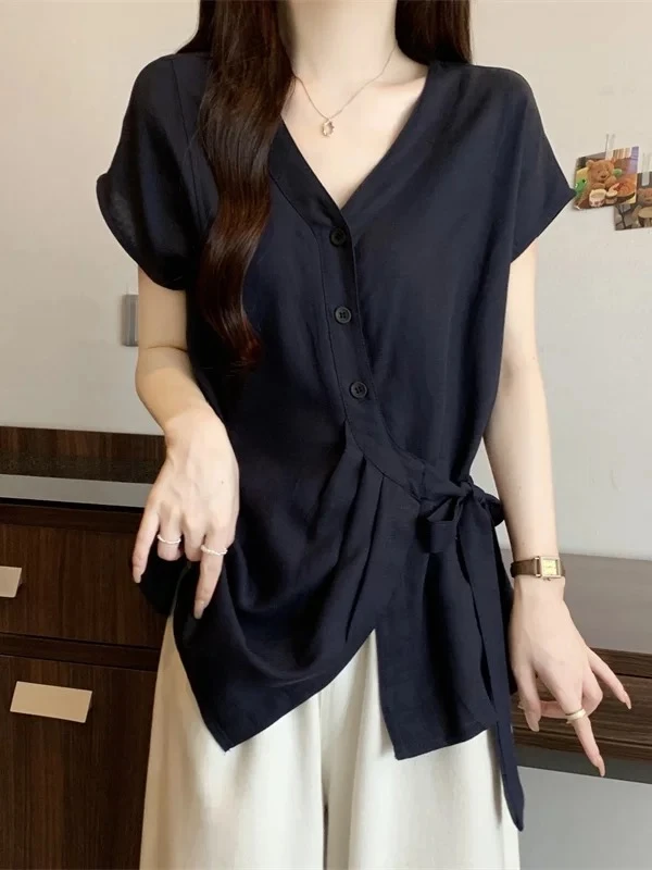 韩里韩气两件套女装无袖衬衫长裤巨好看的夏日松弛感套装BD307