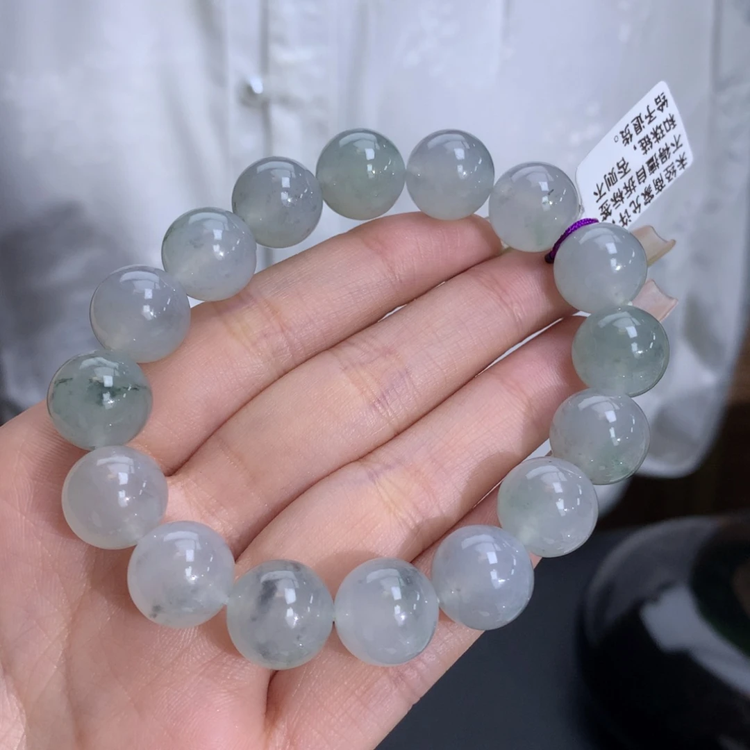 翡翠手链未镶嵌卡12.7冰胶晴飘水墨画