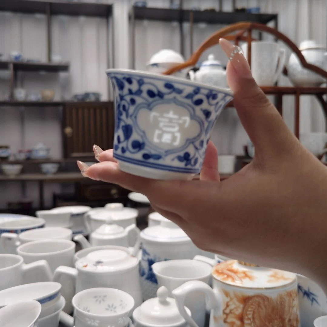 瓷手绘富贵茶托一个景德镇