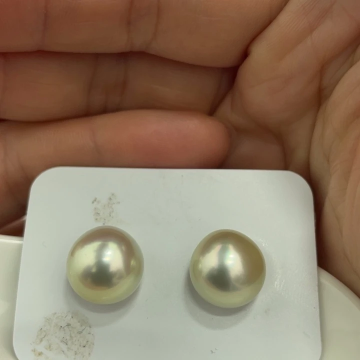 海水珍珠裸珠12.3mm炫彩干枯金对珠