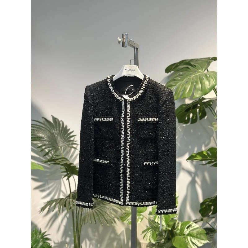 剀剀莉（赫拉公主）白黑两色圆领精致超气质显瘦长袖小香风外套