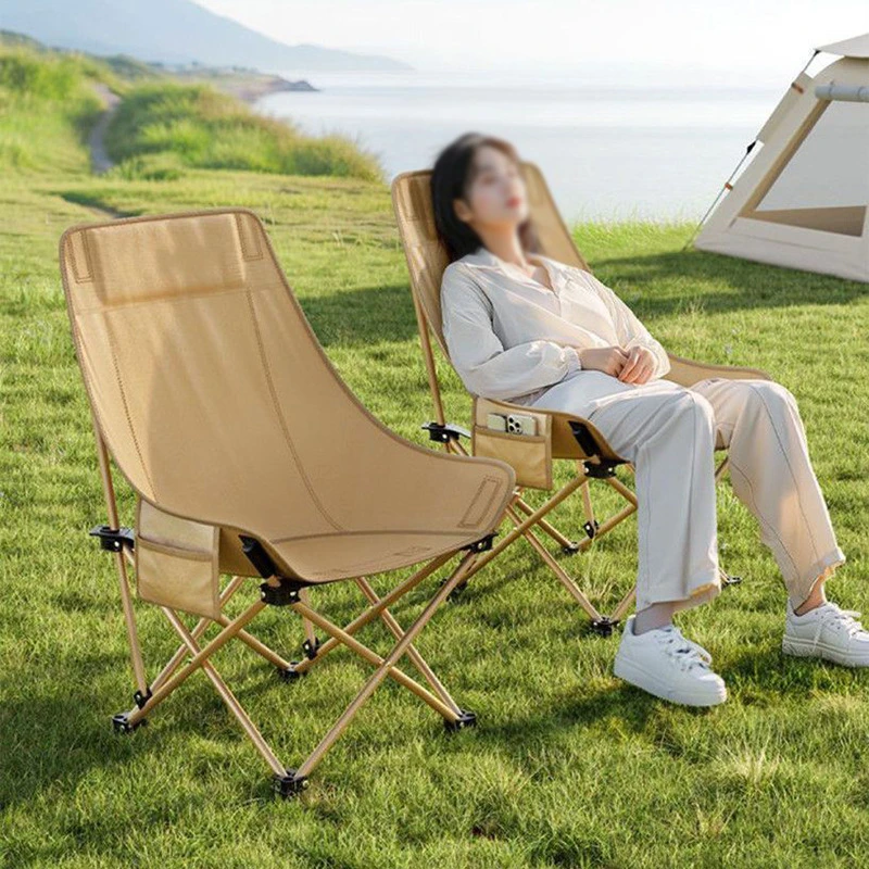 新晴可三档调节便携折叠月亮椅高靠背休闲露营躺椅野餐钓鱼凳牛津