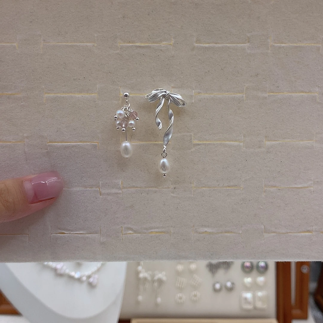 银S925镶嵌耳饰淡水珍珠