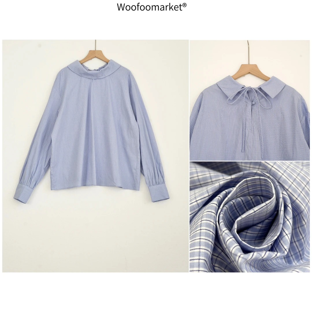 【海街日集】翻边领系带气质长袖衬衣女春季 CY636