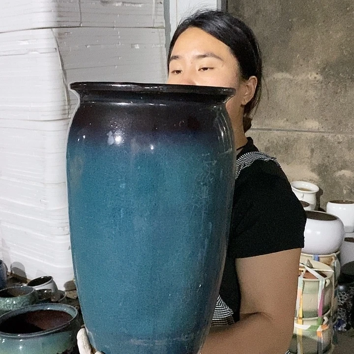 紫砂花盆瑕疵口22高38