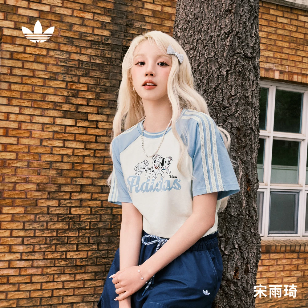 阿迪达斯三叶草 宋雨琦同款迪士尼101斑点狗联名短袖T恤女 KG6698