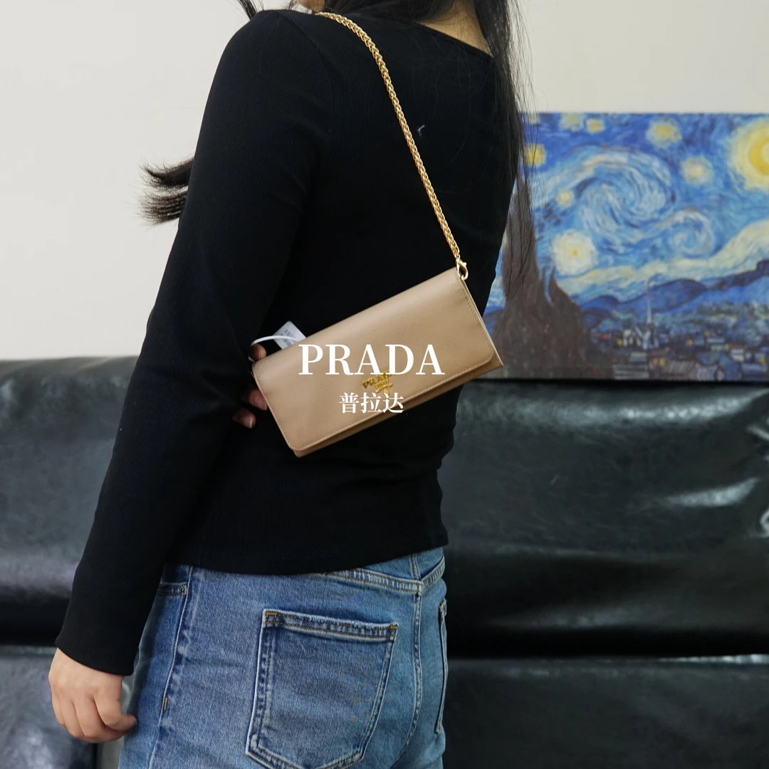 95新 Prada/普拉达 粉色链条单肩包/HD02315035/5035