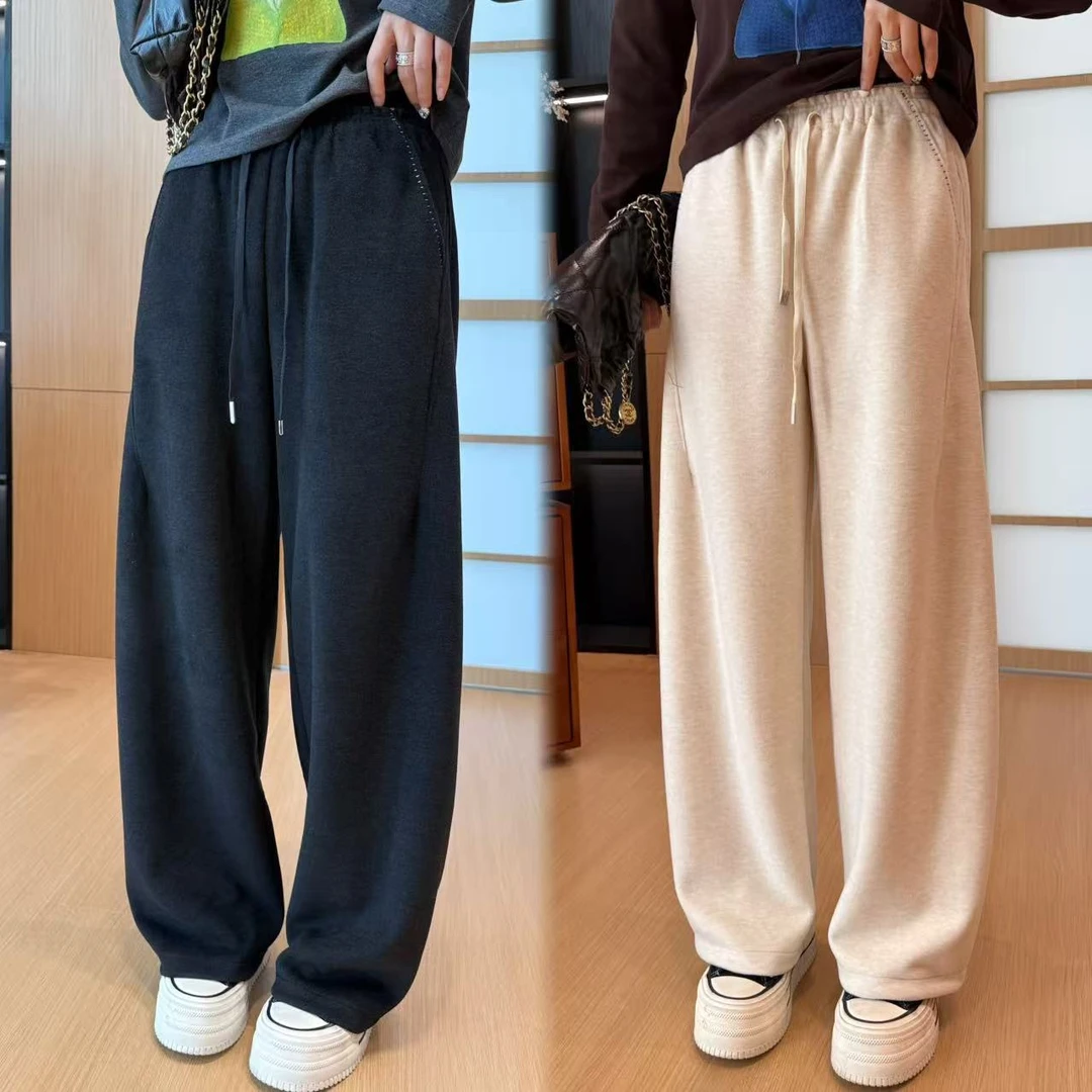 二姐的宝藏秋冬新款纯色松弛感松紧腰软糯垂感云感裤#25383