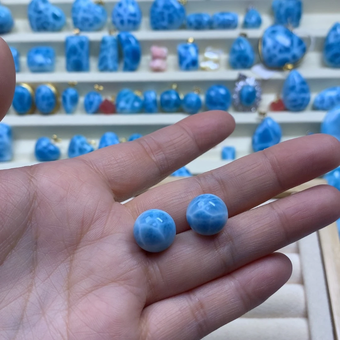 针钠钙石（海纹石）珠宝半成品未镶嵌桃*~