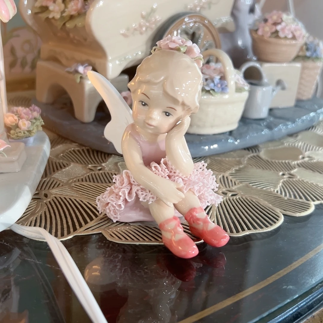 陶瓷0289骨瓷粉色天使蕾丝娃娃