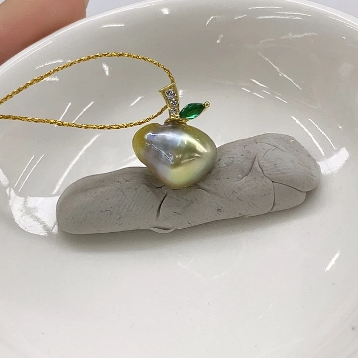 银S925镶嵌海水珍珠吊坠(不含链)海水keshi