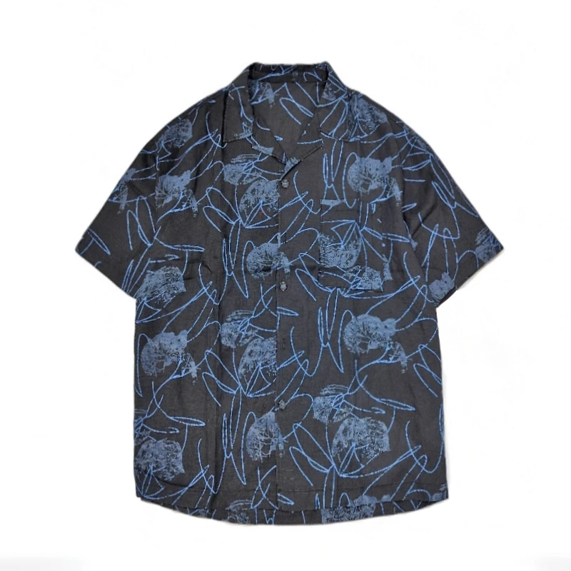 【莱塞尔+苎麻】夏季新款男士花衬衫短袖宽松休闲薄款半袖242550