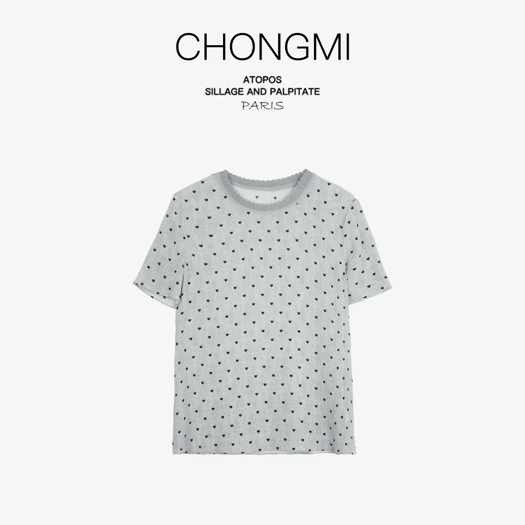 花灰设计感鬼绉桑蚕丝真丝T恤女短袖2025夏季新款休闲百搭上衣女