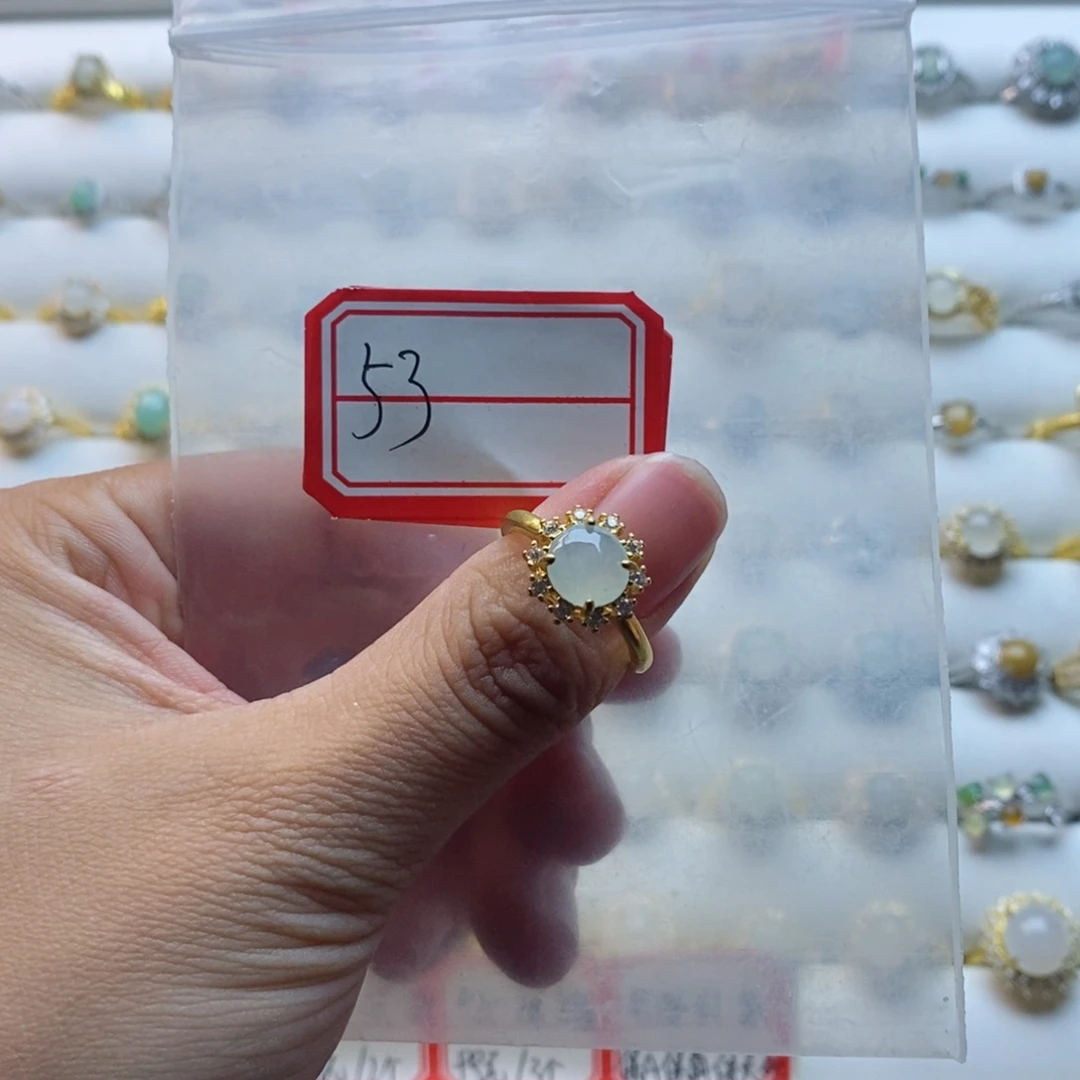 翡翠戒指银S925镶嵌翡翠首饰