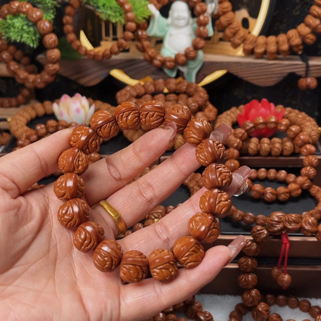 桃核手串16野生籽红皮荔枝
