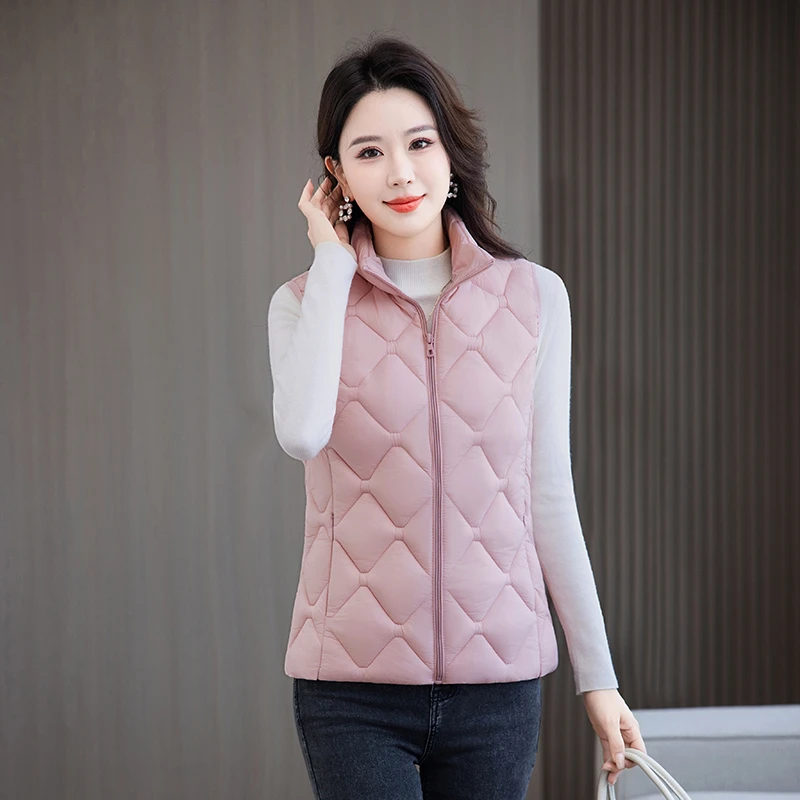 立领休闲风纯色时尚女士轻薄新款棉马甲2568