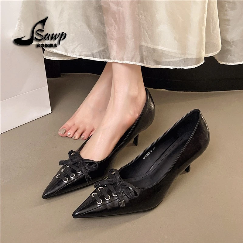 尖头细跟单鞋女鞋高跟鞋春款小众设计时尚百搭辣妹气质时装单鞋女