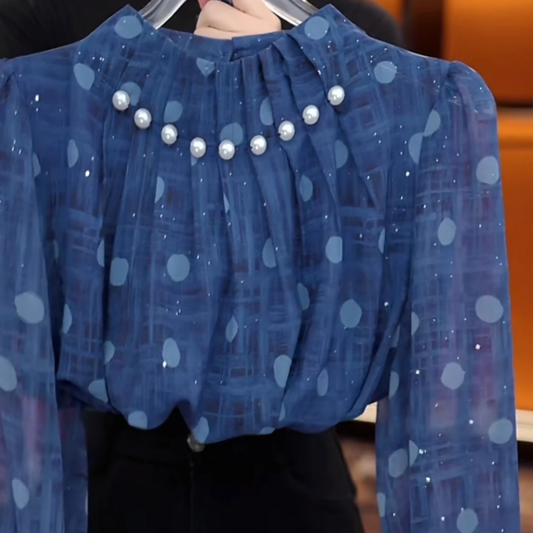 洋气百搭衬衫2025设计感新款时尚重工手工钉珠轻奢小衫