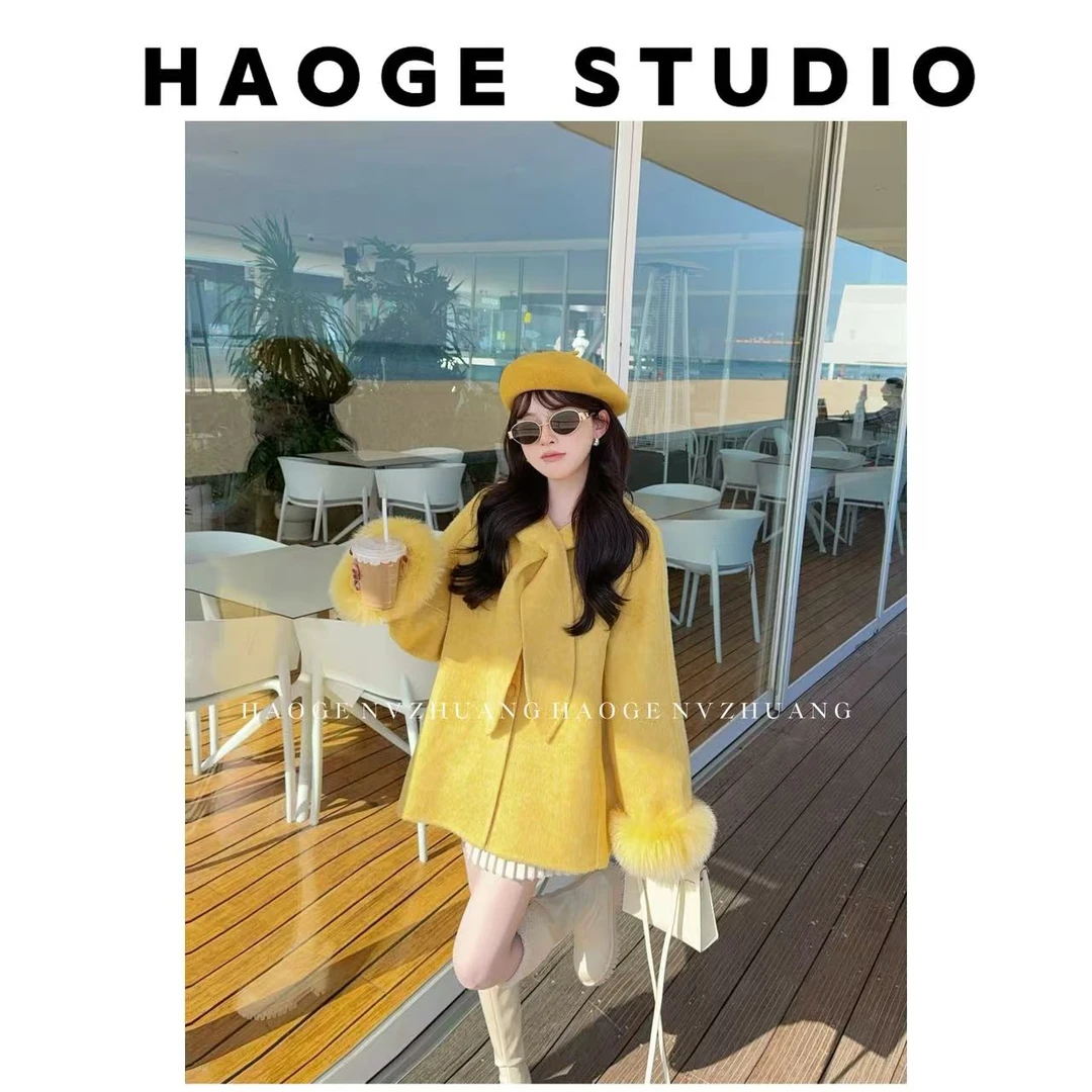 浩哥严选●大耳朵兔HGQ5DY4218A羊毛桑蚕丝混纺大衣预（不可机洗）