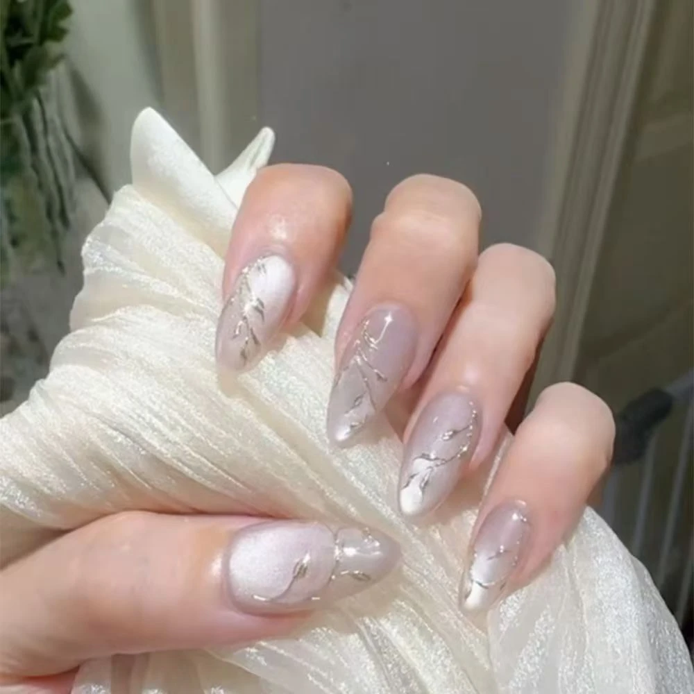 爆款新中式金枝玉叶美甲贴纸复古国风烫金树叶植物图鉴简约指甲贴