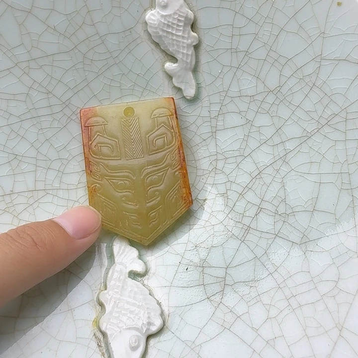瓷片孤*树双鱼青瓷开片大碗