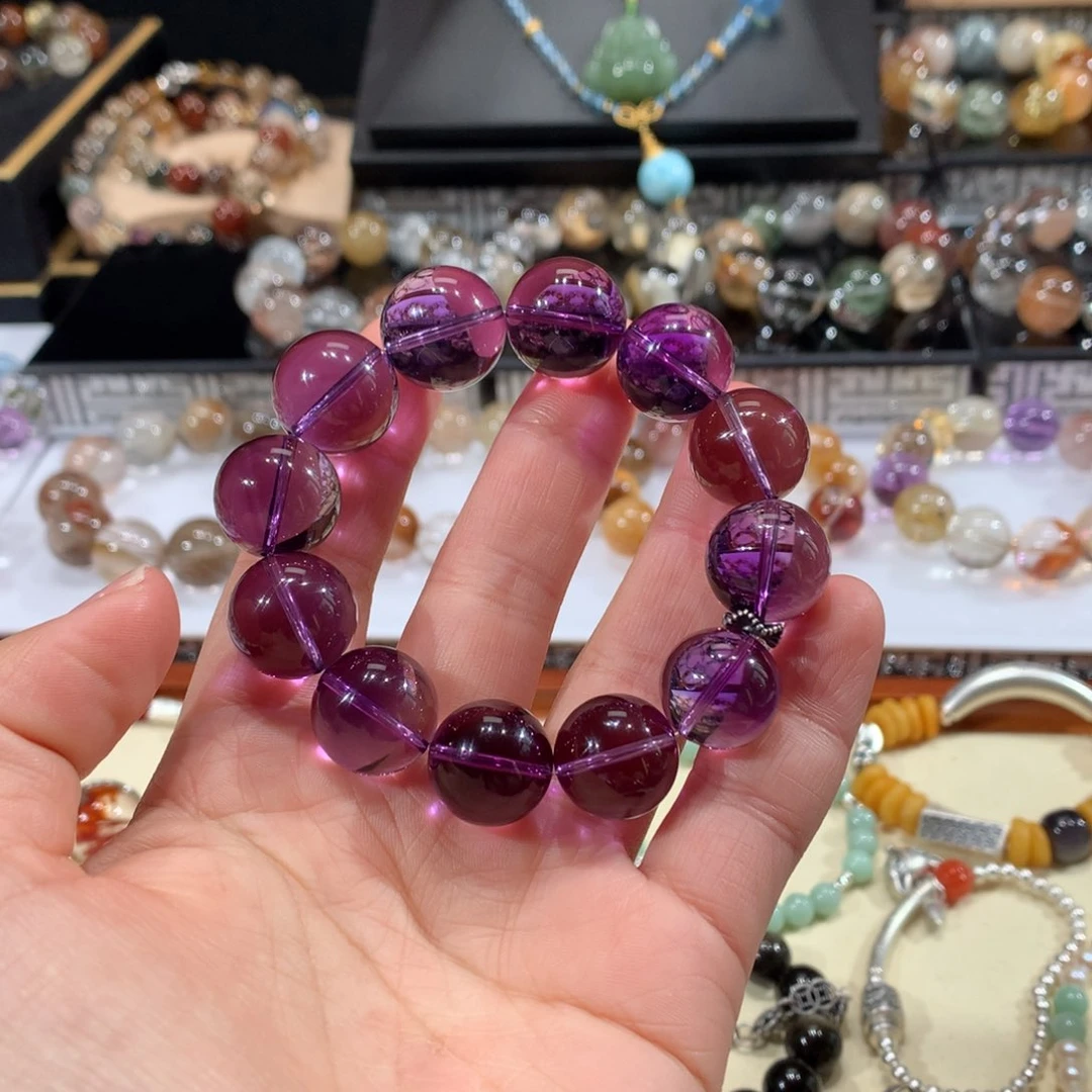 银S925镶嵌手串水晶卡16米紫水