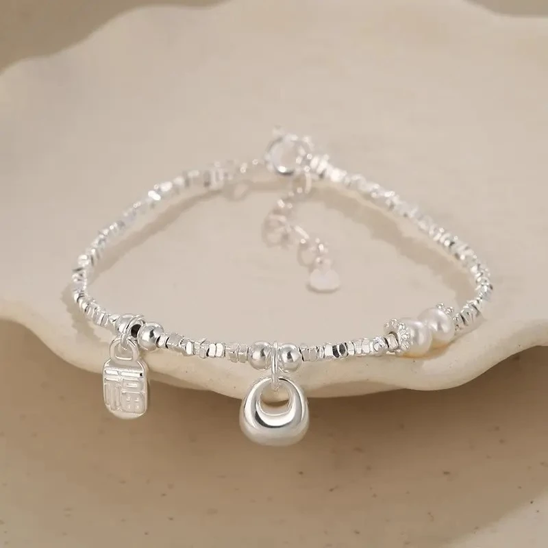 足银手链 碎银子小胖福手链 气质中式百搭轻奢时尚YS085