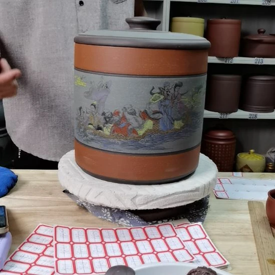 紫砂茶叶罐正品七饼直筒八仙过海304