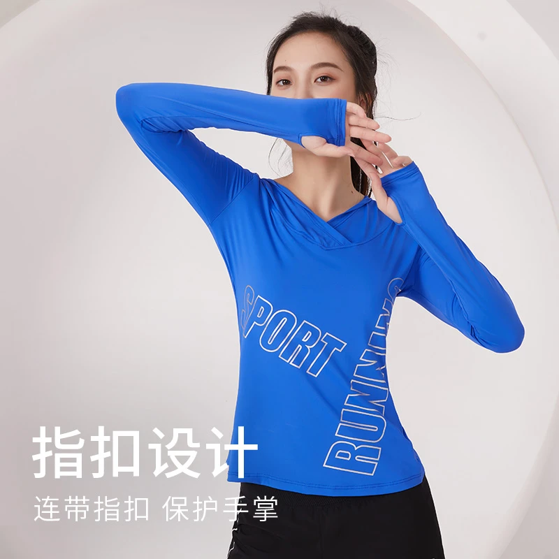 修身连帽透气运动速干衣女休闲健身上衣健身房跑步运动服瑜伽服