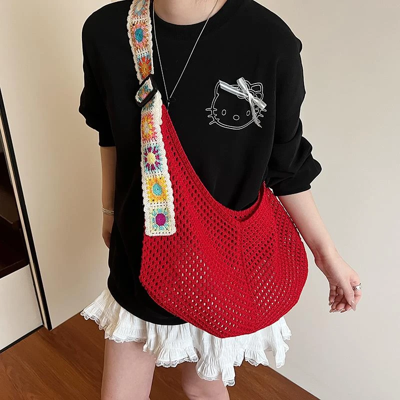 慵懒风松弛感镂空针织包大容量时尚休闲编织包包女单肩托特大包潮