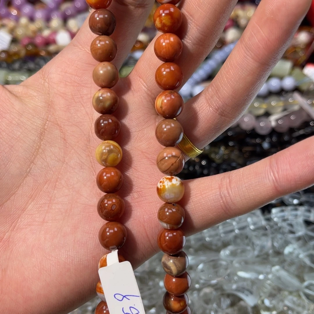银S925镶嵌烟晶手链卡10虎皮玛瑙圆珠