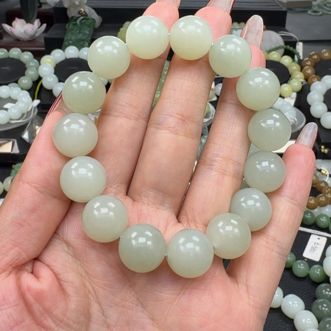 和田玉未镶嵌手链和田玉新疆且末高青白卡14