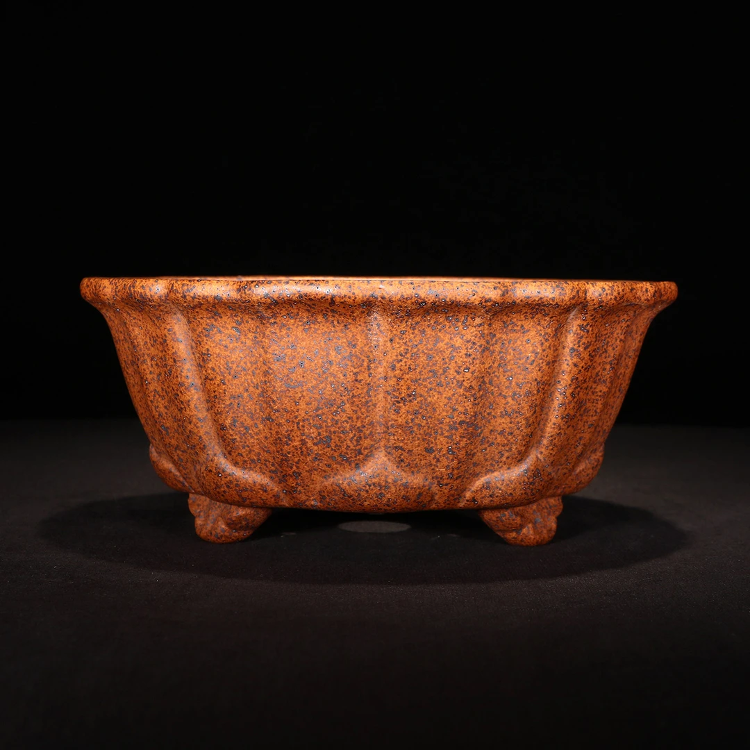 宜兴本地手工紫砂花盆简约透气吸水绿植盆景小圆盆柴烧还原烧碗莲