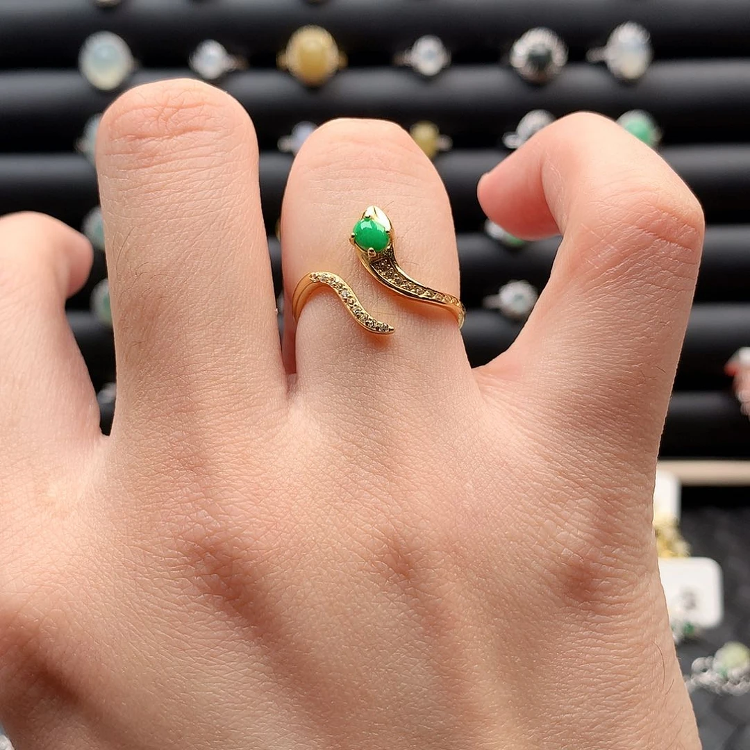 翡翠戒指银S925镶嵌0189