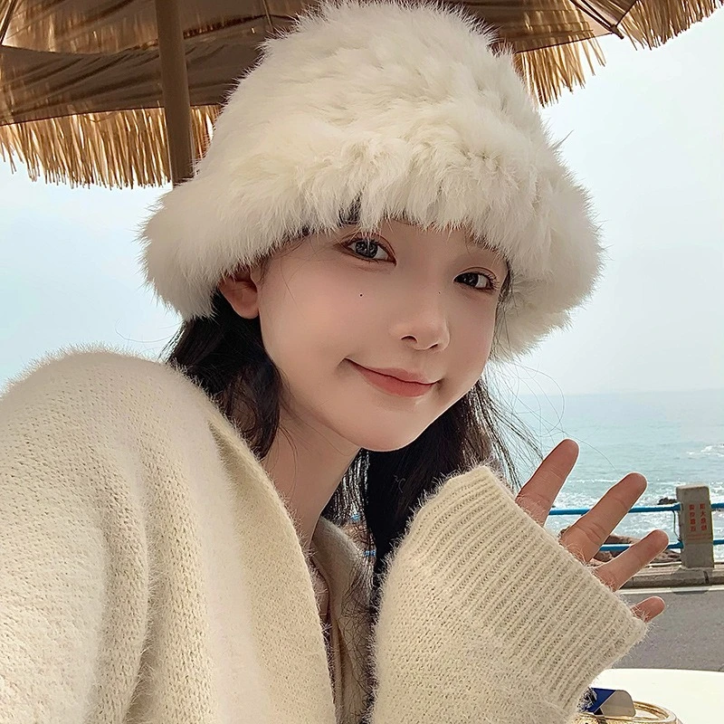 加厚保暖一体编织帽子女冬季防寒百搭针织包头毛线帽