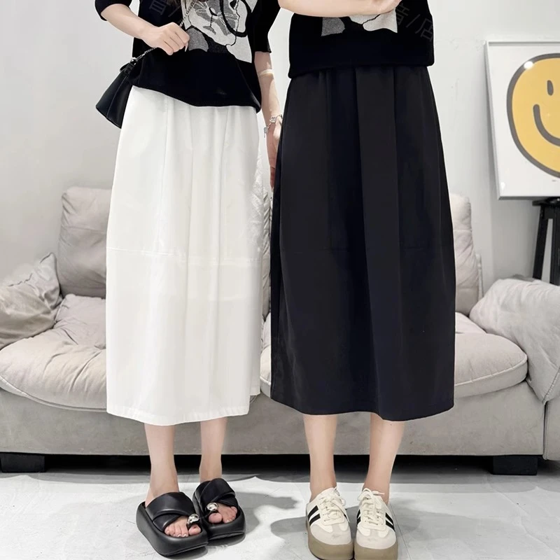 花苞半身裙女夏季薄款2025新款松紧高腰a字伞裙宽松中长款蓬蓬裙