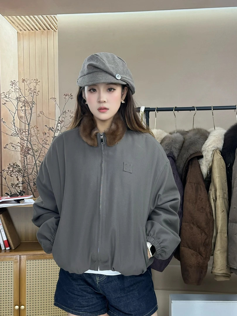 Miu家同款水貂领鹅绒服秋冬外套