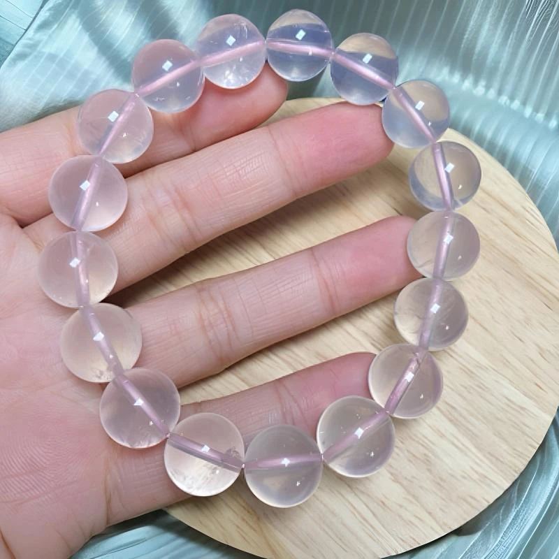 纯天然高净体粉晶单圈手串 大尺寸粉水晶 高品质宠粉款