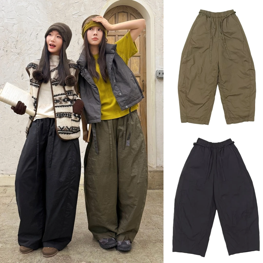 【现货】工装绗棉厚棉裤气球裤】2025冬廓形宽松弯刀裤长裤女