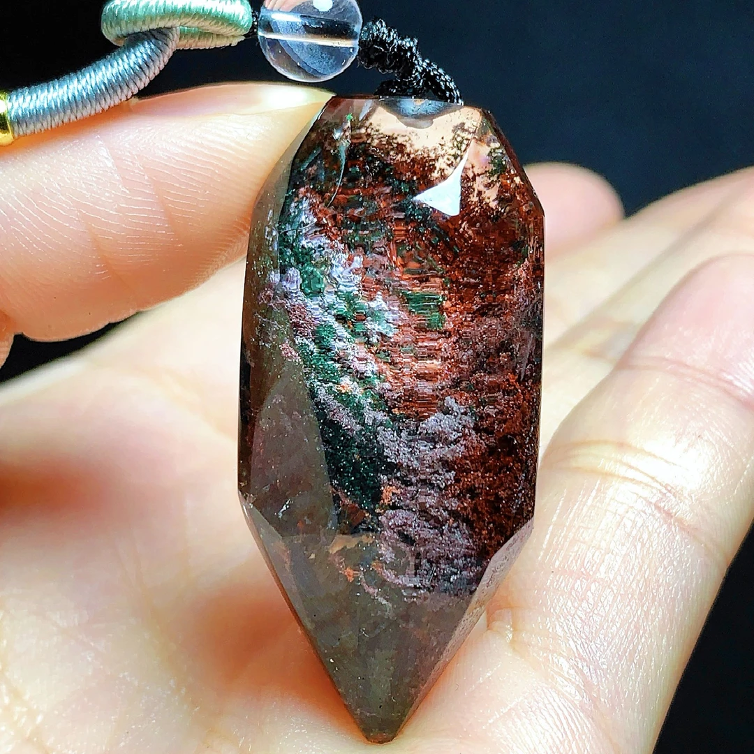 东海水晶天然随形绿幽灵水晶吊坠毛衣链通透绿幽灵纯天然100%真品