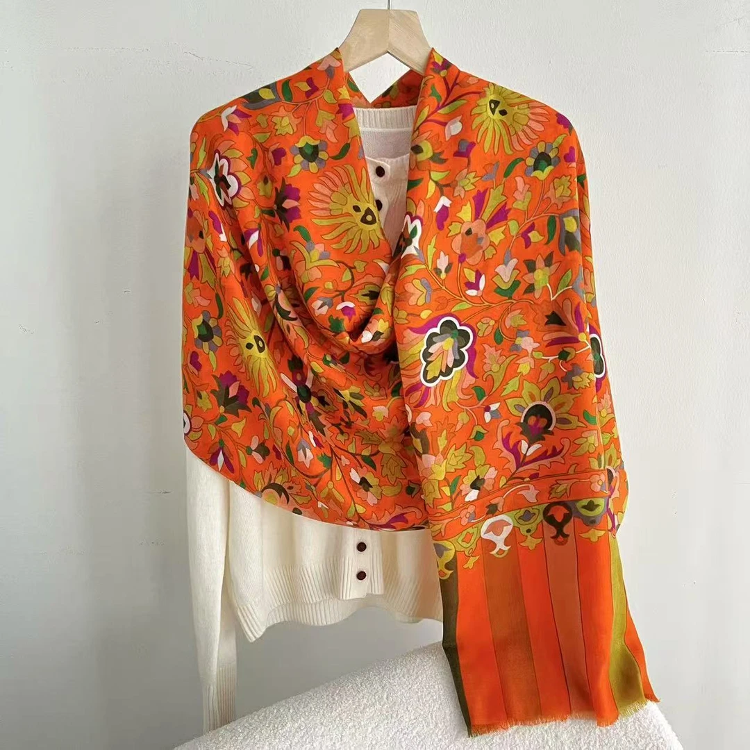 【美丽佳人】羊绒拆须边100*200夏季女士时尚百搭戒指绒围巾披肩