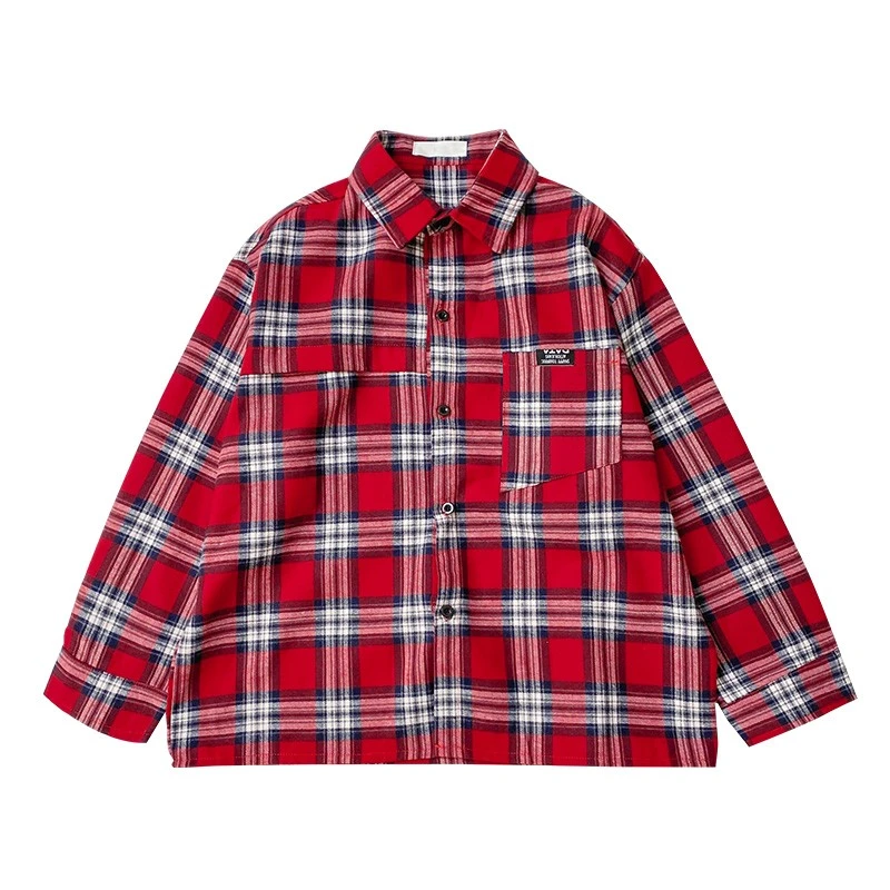 Y5689男童格子衬衫儿童外套潮