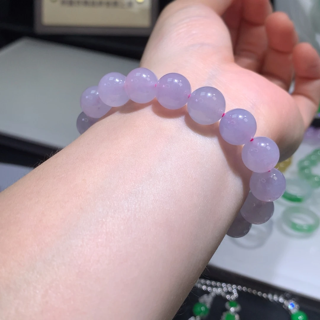 翡翠未镶嵌手链冰紫手串